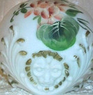 Antique Hand Painted Floral Dithridge White Milk Glass Lion Head Barber Bottle