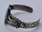 Bell Trading Post   Fred Harvey Era   Turquoise   Sterling Silver Cuff Bracelet