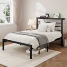 Allewie Modern Bed Frame With 4 7  Headboard Shelf  Heavy-duty-super Discounts