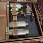 Vintage Shortrip Brown Leather Vanity Train Cases Two Cases   Cover Bottles More