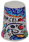 New Souvenir Thimble Ceramics Spain Barcelona Colourful Sagrada Familia Mosaic