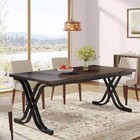 63 In  Walnut Brown Pedestal Dining Table With Metal Frame  Seats 6