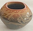 Sammy Naranjo Santa Clara Pueblo Pottery Bowl Blackware Sgraffito Avanyu 5 