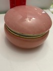 Vintage Italian Pink Alabaster Stone Trinket Box With Brass Hinge