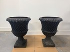 Large Cast Iron Urns - 19     Diameter  25 3 4    Tall  10    X 10    Base  Very Heavy