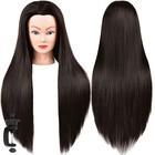 Mannequin Head With Colorful Hair - 28  Long Straight Synthetic Training Clamp