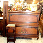 French Antique Parquetry Rosewood Louis Xvi Queen Bed  nightstand   2 Chairs