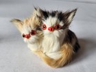Vintage Collectable Lifelike Miniature Real Fur Cats   Kittens With Glass Eyes