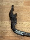 Antique vintage Southeast Asian Elephant Ankus   Carved Wood   Metal Naga Hook