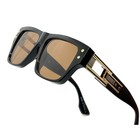 Retro Vintage Sunglasses Rectangular Thick Frame Gold Aviator Classic Lentes New