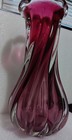 Vintage Chribska Art  Glass Vase Pink Purple Ombre Heavy Twisted  Czech Republic