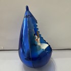 Vintage Mcm Diorama Snowman Kids Tree Plastic Blue Christmas Ornament