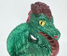 Vtg  Large Chalkware Green Pearly Sitting Dragon Figurine Fantasy D d Roleplay