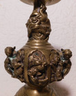Foo Dog Turtle Pheonix Candleholder 9  Vintage Ornate Brass Chinese 