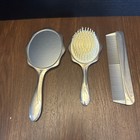 Silver Plated Vanity Set Brush Comb Mirror Vanity Set Roses Floral Vtg