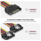 2x Sata Power 15 Pin Y Splitter Cable Adapter Male To Female Ssd Hdd Hard Drive