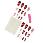 Valentine s Day Press On Nails Long Coffin False Nails With Romantic Rose 