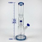 Premium 15  Thick Glass Water Pipe Bong Beaker Hookah With 14mm Bowl In Blue