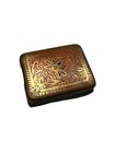 Antique Enamel Brass Hinged Snuff Pill Box Floral Design