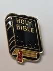 Holy Bible Lapel Pin Black Gold   Red Colors