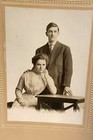 Vintage Photograph Charming Young Couple 5 5 X 3 75  In Embossed Cardboard Frame