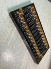 Antique Vintage Mid Century Lotus Flower Brand Wood Wooden Abacus Brass Accents 