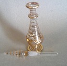 Vintage Decorative Glass Perfume Bottle W  Gold Detailing   Glass Stopper