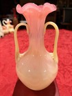 Gorgeous Antique Victorian Pink Satin Glass Vase Polished Pontil 8  Ex Cond