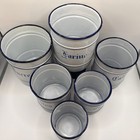 Antique French Blue And White Enamelware Kitchen Canister Set