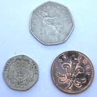 Foreign Coins - Uk  Lot Of 3 Cool Coins  1997 50p  1989 20p  1995 2p   Lot  76