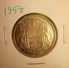 1958 50 Cents Cent 80  Silver Canada Half Dollar Proof Critters Coat Arms 