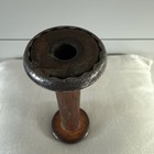 Vintage Wooden Yarn Spool bobbin With Metal Caps   5 5 Inches Tall