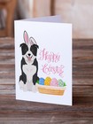 Caroline s Treasures Black White Border Collie Easter Greeting Cards Pack Of 8