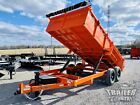 New 7 X 16 14k Gvwr Hydraulic Power Up   Down Dump Trailer Hauler 1 Piece Floor