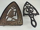 Antique Cast Iron Trivets Initial K   I Want U Comfort Iron 1771 Set Of 2