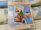 New Vintage Bucilla Felt Stocking Kit Applique 82824 Dickens Christmas Jeweled