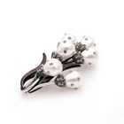 Zard Pearl Leaf Branch Pin Brooch In Vintage Silver Tone With Marcasite Accents