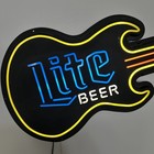  p  Large Vintage Miller Lite Guitar Beer Lighted Bar Sign Rare 56    Long
