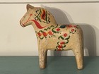 Vintage Antique  Carved Dala Swedish Horse White 5 Inch Hand Painted Sweden