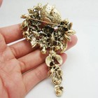Elegant Flower Cluster Long Pendant Brooch Pin Green Rhinestone Crystal Gift Usa
