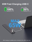 Recessed Power Strip 65w Usb-c Fast Charging 3 Ac Outlets For Home office Black