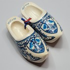 Meico Zuiderzee Holland Miniature White Blue Clog Shoe Pair Souvenir Vintage