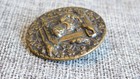 Antique Vtg Picture Button Lady Feeding Birds  Aprx  1-3 8   1532-e