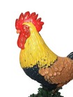Vintage Cast Iron Rooster Door Stop Hand Painted Country Decor