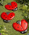 Charming Ladybug Garden Stepping Stones - Set Of 3 For Flower Beds   Outdoors