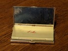 Vintage J Moor Double Orchid Gold Tone Tri Fold Mirror Compact With Stand