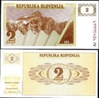 Slovenia  2 Tolarjev 1990  Unc  5 Pcs Lot  Consecutive  P-2  First Issue