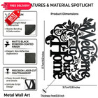 Lprvch Welcome To Our Home Metal Wall Art  Floral 14 8 l X 12 1 w  Black