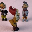 Vintage Pixie Gnome Elf Ornaments Set Of 3 Hard Plastic 2 75   h Made In Hong Kong