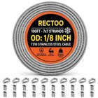 100ft 1 8  T316 Stainless Steel Cable  7x7 Strands Wire Rope For Deck Railing  H